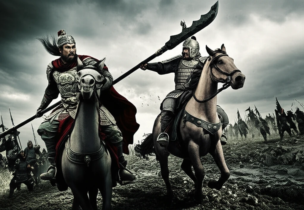 번성 전투를 상징하는 투구와 군기가 놓인 전쟁터의 DSLR 무보정 스냅샷. f/2.8, 35mm 렌즈로 찍은 피사계 심도가 얕은 이미지로, 투구의 금속 질감과 주변 흙의 요철이 생생하다.