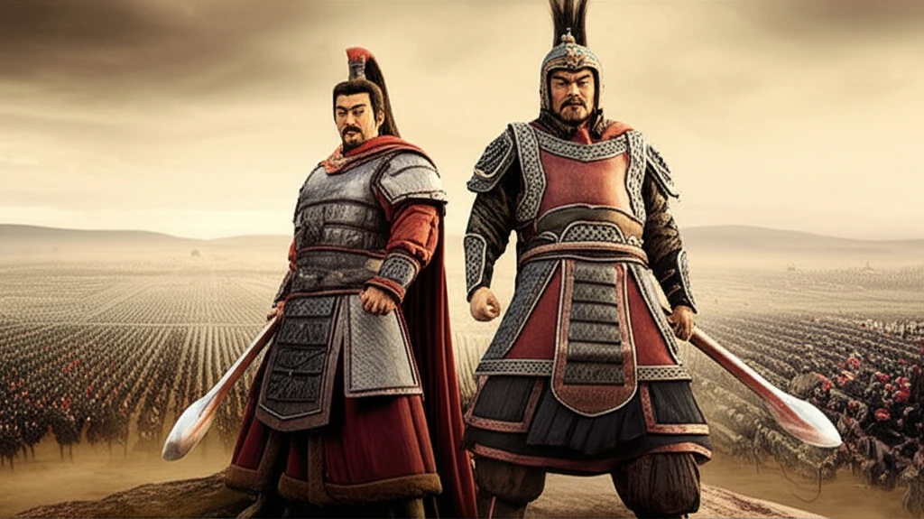 안량과 문추, 원소의 쌍벽 대결을 묘사한 이미지